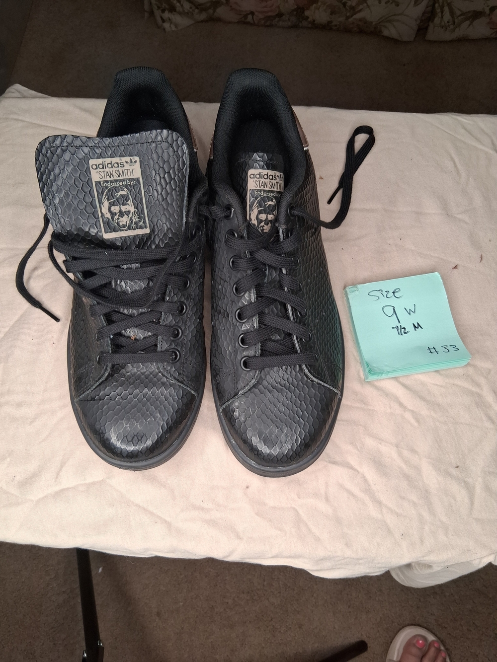 adidas Stan Smith Men’s Black Snake-Embossed Sneakers